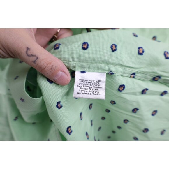 New Jos A Bank Mens 2XL Slim Fit Flower Stretch Collared Button Shirt Green - Picture 9 of 12